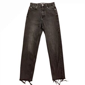 Zara Black Dark Wash High Rise Ankle Faded Straight Leg Denim Jeans Size 2